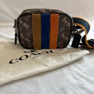 Coach Camera Bag 16 with Horse And Carriage Print and Varsity Stripe